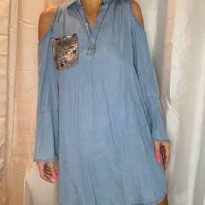Boutique flowy denim dress